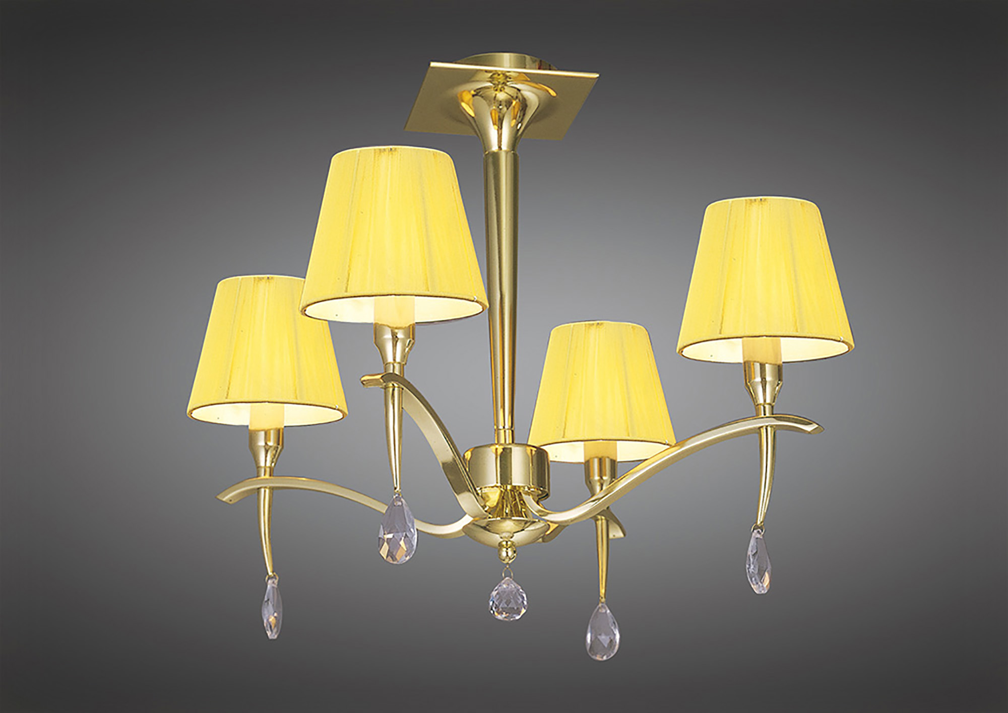 Siena Polished Brass Crystal Ceiling Lights Mantra Shaded Crystal Fittings